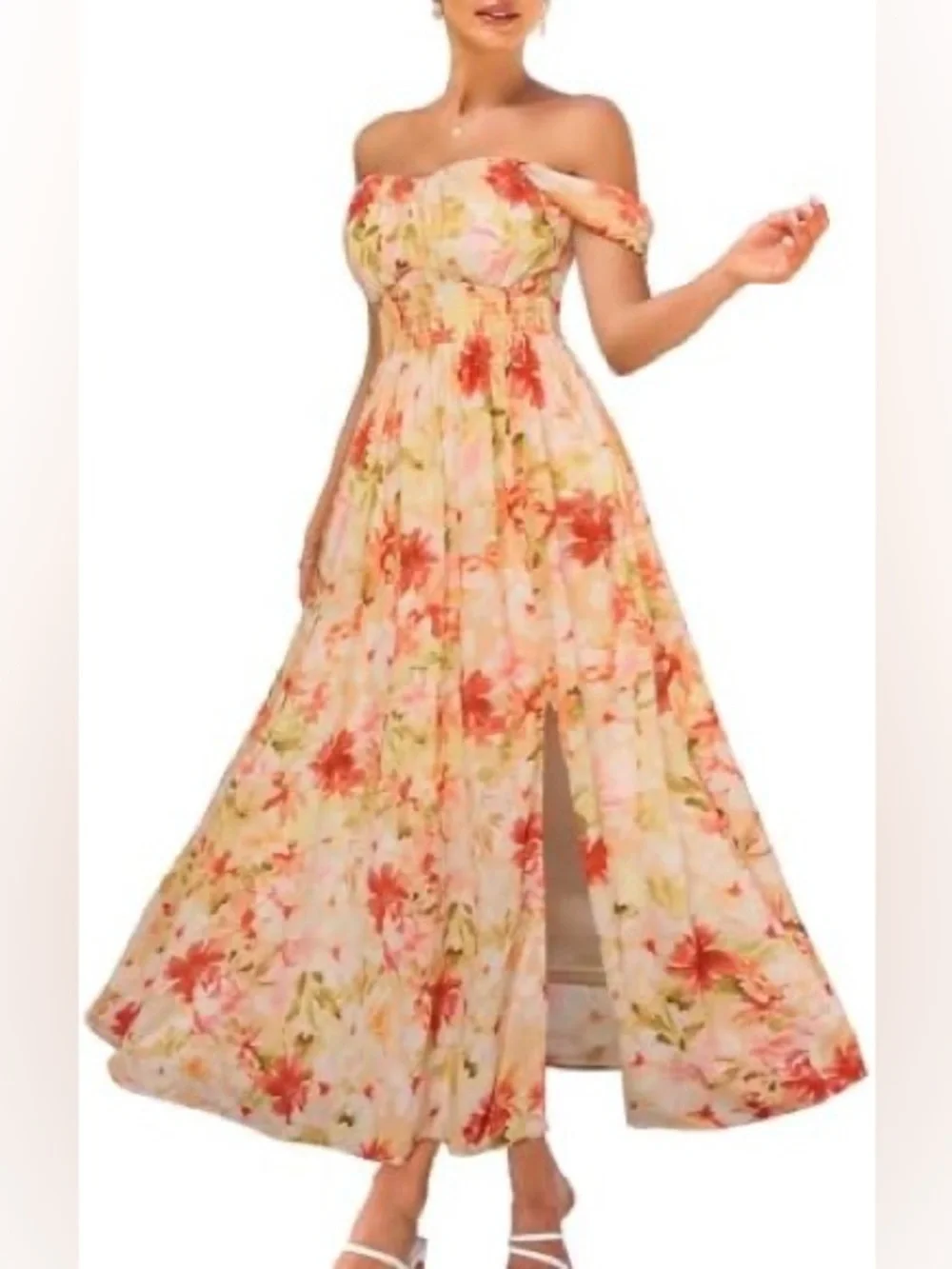Grace Karin floral off shoulder maxi dress size L NWT - Picture 2 of 10
